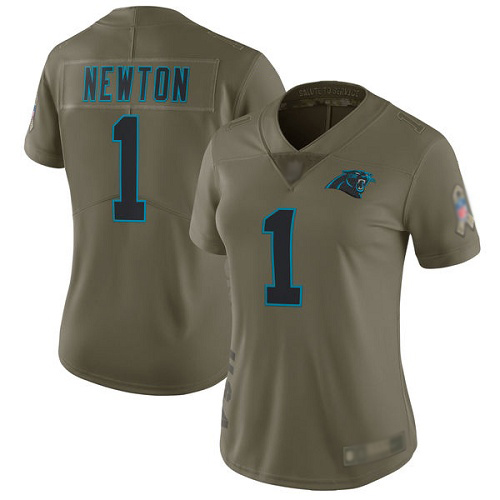 Carolina Panthers Limited Olive Women Cam Newton Jersey NFL Football #1 2017 Salute to Service->youth nfl jersey->Youth Jersey